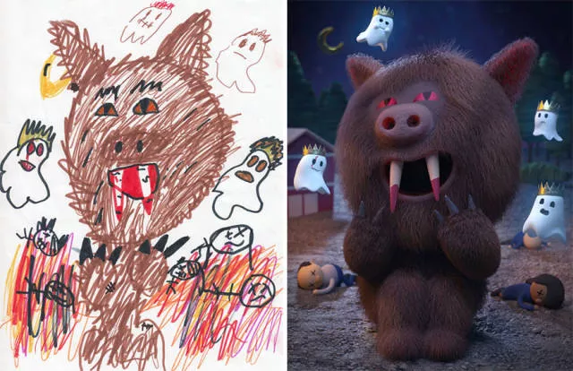 A beautiful reproduction of the drawings made by little childrens A beautiful reproduction of the drawings made by little childrens