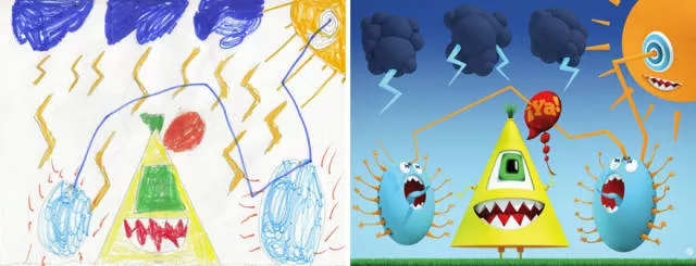 A beautiful reproduction of the drawings made by little childrens - #65 A beautiful reproduction of the drawings made by little childrens - #65