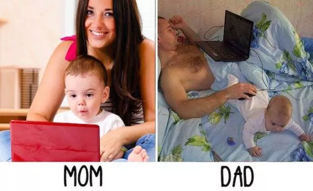 Moms vs dads parenting in pictures - #16 