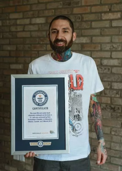 Guinness record for the most marvel tattoos