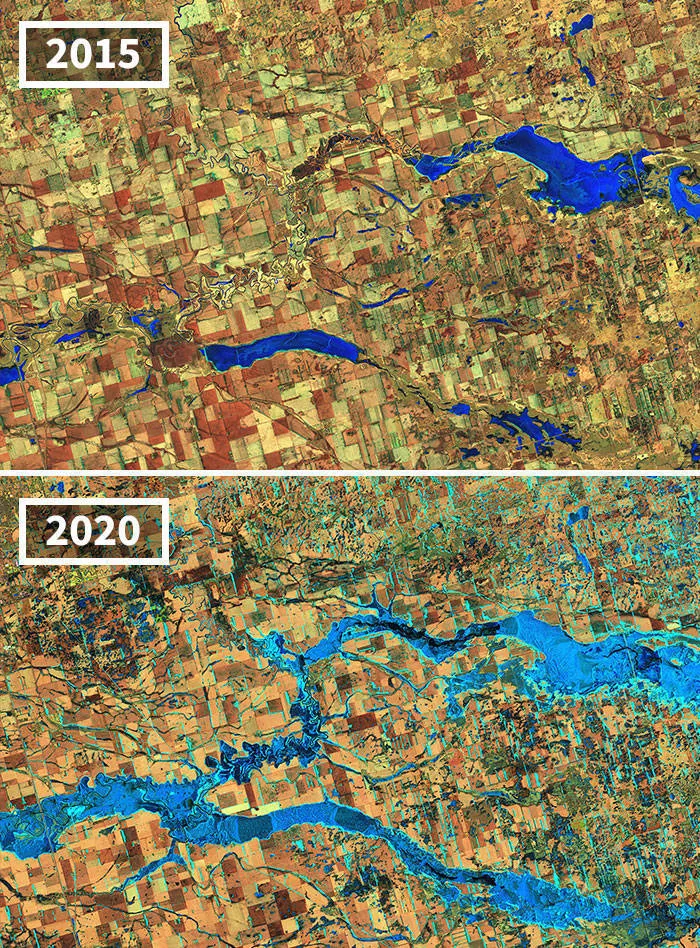 Nasa shows climate change - #14 River floods in South Dakota
