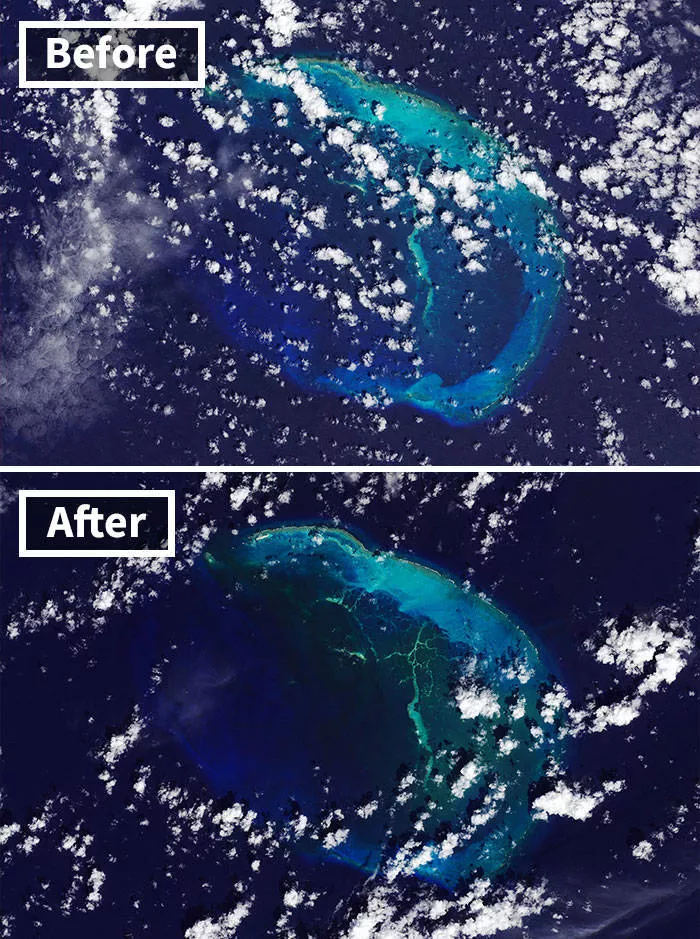 La nasa montre le changement climatique - #17 Disparition d'une île hawaïenne