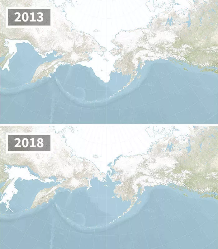La nasa montre le changement climatique - #9 Mer de Béring à un niveau plus faible