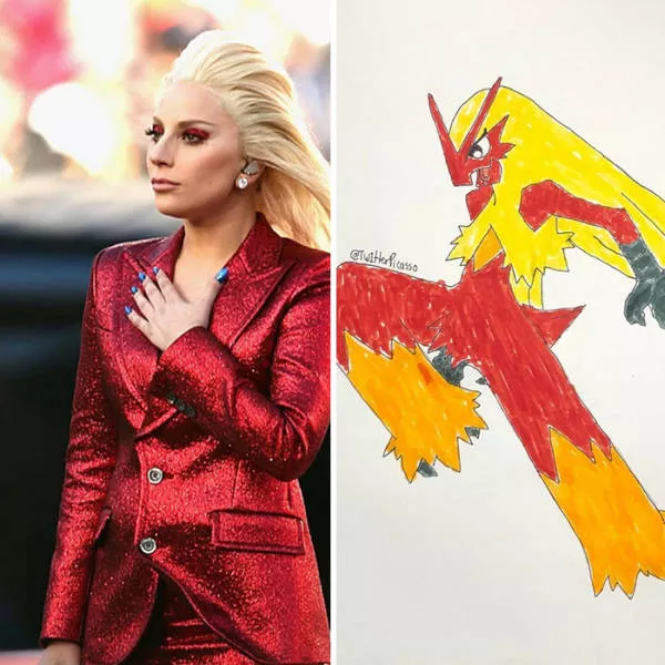 Des portraits de celebrites au stylo - #12 Lady Gaga