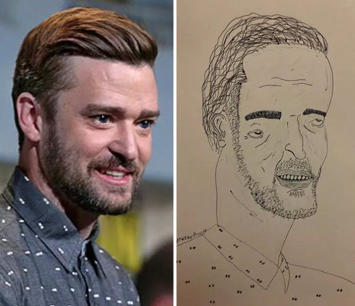 Des portraits de celebrites au stylo - #14 Justin Timberlake