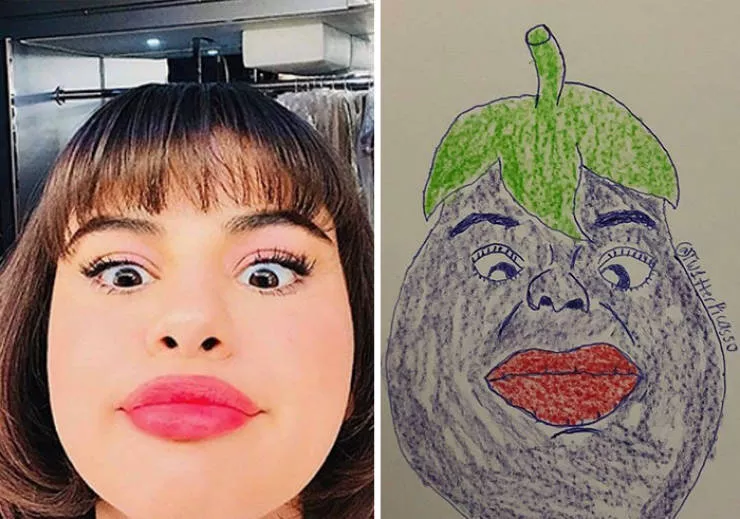Des portraits de celebrites au stylo - #16 Selena Gomez