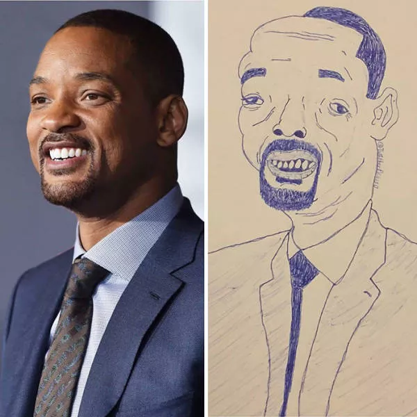 Des portraits de celebrites au stylo - #24 Will Smith