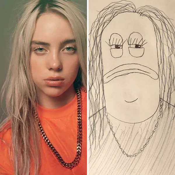 Des portraits de celebrites au stylo - #3 Billie Eilish