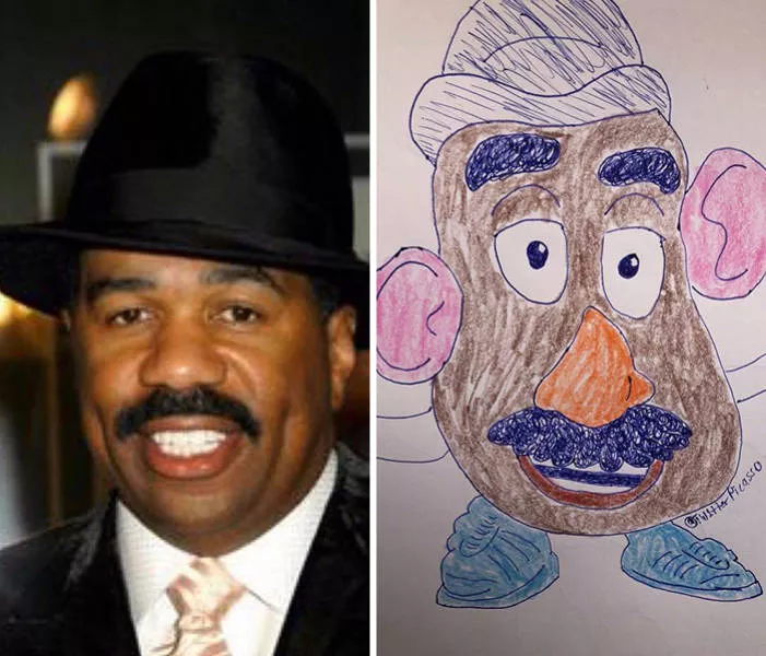 Des portraits de celebrites au stylo - #6 Steve Harvey