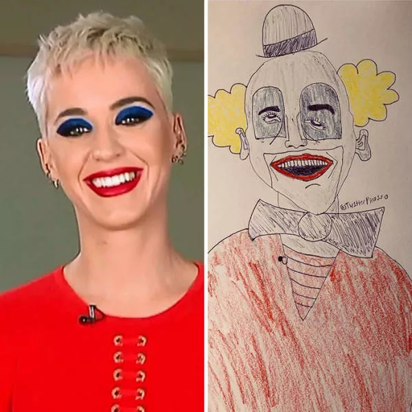 Des portraits de celebrites au stylo - #8 Katy Perry