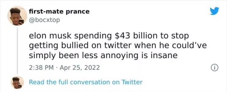 The reactions after the purchase of twitter by elon musk - #12 