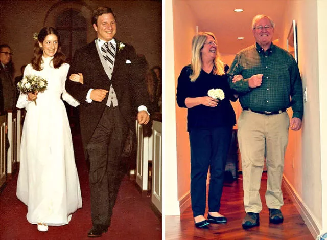 They recreated their old love photos