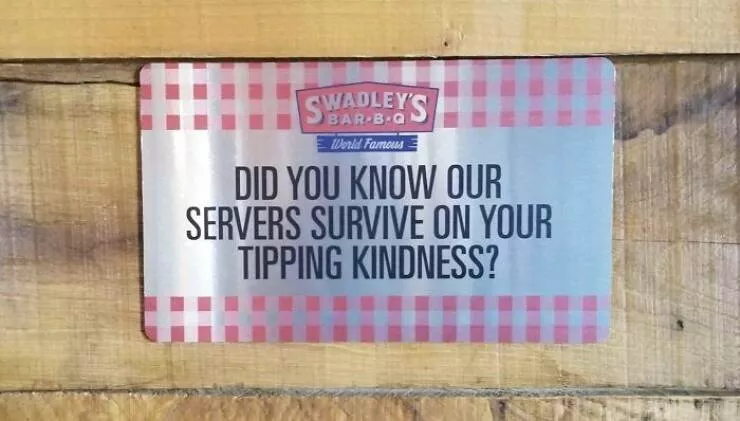 Tipping transformation images advocating an end to gratuity culture - #22 Nothing like a healthy serving of guilt with your meal