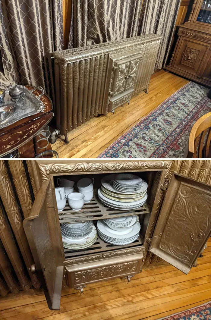 Decouvertes surprenantes a la maison des tresors inattendus qui ont etonne les residents - #12 Dans notre maison de 1888, nous avons un radiateur de chauffe-assiette, une caractéristique unique que je n'ai jamais vue dans des centaines de maisons historiques Decouvertes surprenantes a la maison des tresors inattendus qui ont etonne les residents - #12 Dans notre maison de 1888, nous avons un radiateur de chauffe-assiette, une caractéristique unique que je n'ai jamais vue dans des centaines de maisons historiques