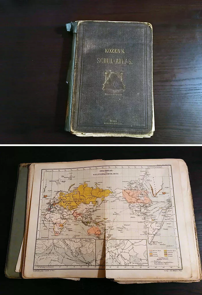 Surprising finds at home unintentional discoveries that stunned residents - #36 In my grandparents' basement, I found a world atlas from 125 years ago