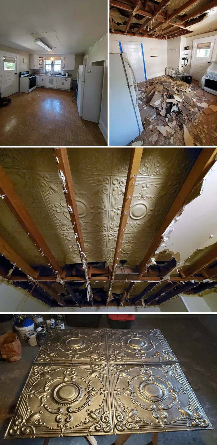 Surprising finds at home unintentional discoveries that stunned residents - #7 We found the original tin ceiling in our 1920s foursquare
