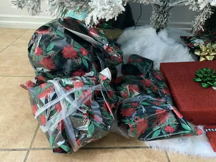 Frustration unleashed partners hilariously incompetent moments go viral - #16 The Unique Way My Husband Wraps Gifts
