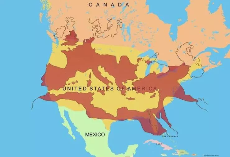 Visual marvels explore a collection of truly fascinating pictures - #23 The Roman Empire at its greatest extent compared to North America