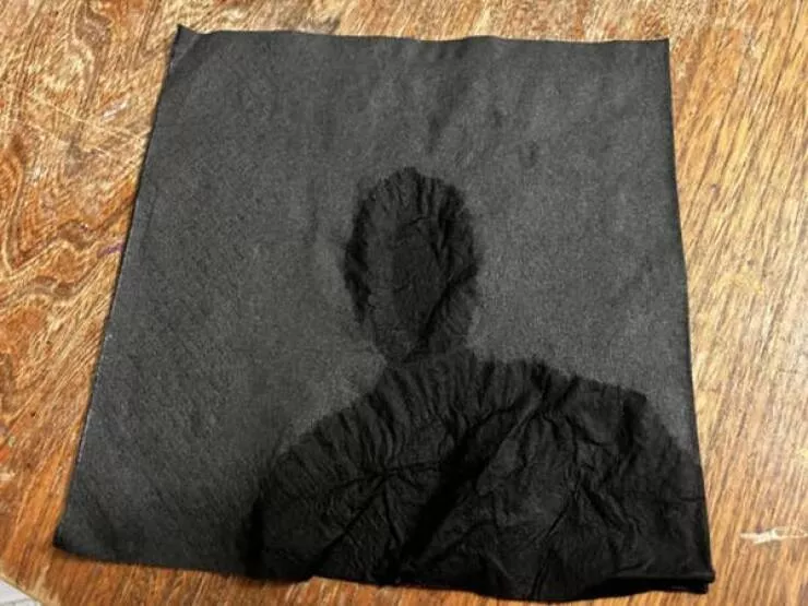 Enigmatic visuals unsettling images for a haunting experience - #27 This napkin after absorbing a water spill. Enigmatic visuals unsettling images for a haunting experience - #27 This napkin after absorbing a water spill.