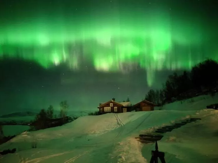 Discovering norwegian splendor captivating photos of unique beauty - #19 The Breathtaking Aurora at My Cabin in Oppdal Last Saturday