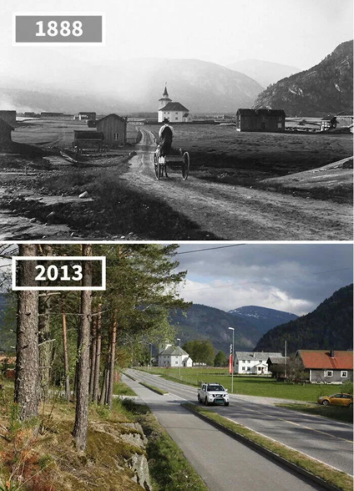 Decouvrir la splendeur norvegienne des photos captivantes mettant en valeur une beaute unique - #23 Le même endroit sur les deux photos à Rysstad, Norvège