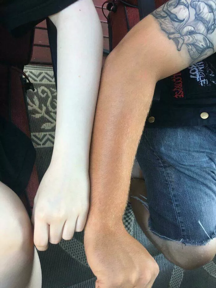Mind bending perspectives compelling comparison photos to challenge your views - #15 Contrasting Tans: The Difference Between My Brother's and My Skin