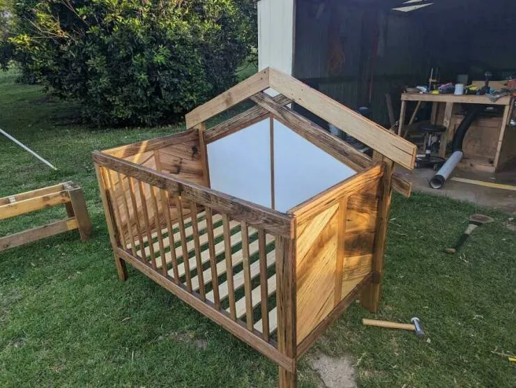 Crafty creations unveiling diy delights that steal the spotlight - #27 My Husband Made Our Daughter's Cot Using Our Wedding Arch For The Back!