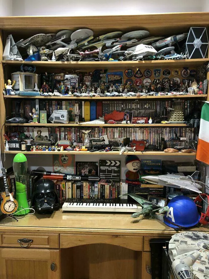 Quirky chronicles the evolution of unexpected obsessions into serious collections - #29 My collection of starships, action figures, and DVDs from my childhood home; my parents kept it just the way I left it.