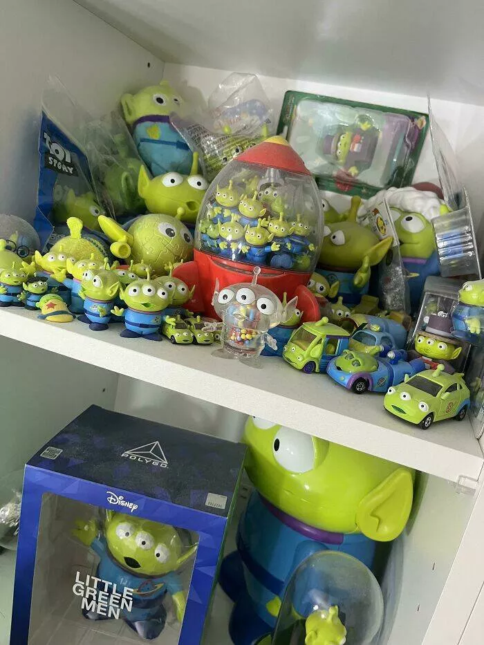 Quirky chronicles the evolution of unexpected obsessions into serious collections - #30 Squeeze toy aliens from Toy Story.