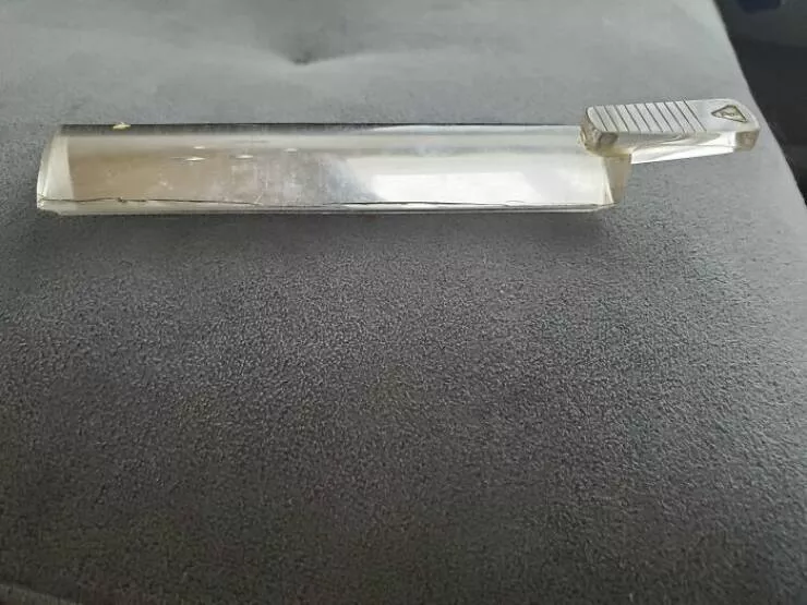 Puzzling enigmas unveiling the mystery objects that left everyone scratching their heads - #45 Clear Hard Object with Playing Card for Scale – Unidentified