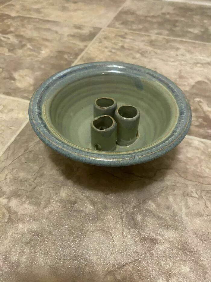 Puzzling enigmas unveiling the mystery objects that left everyone scratching their heads - #5 Small ceramic bowl with three small cone-like things in the middle