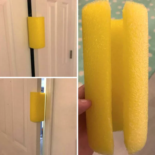 Astuces parentales innovantes solutions ingenieuses pour les mamans et papas modernes - #26 Coupez des nouilles en mousse pour piscine et utilisez-les comme butoirs de porte pour éviter que les petits doigts ne se coincent dans les portes.