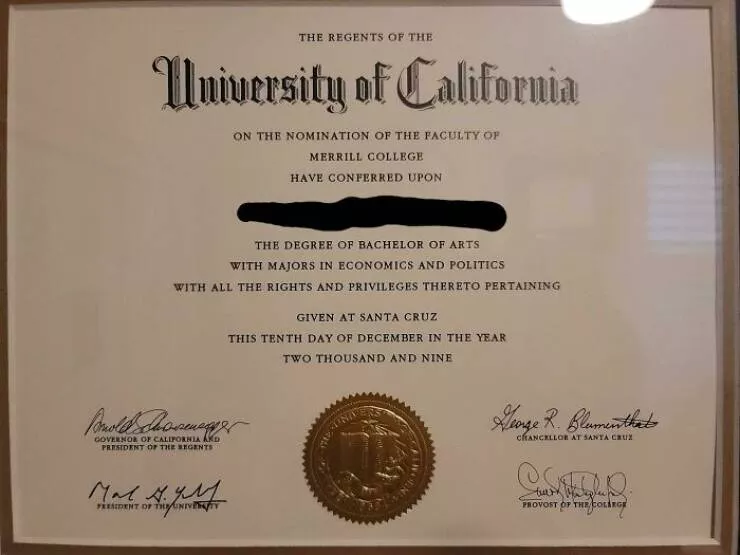 Intriguing discoveries subtly surprising finds that captivate - #49 My bachelor's degree bears the signature of Arnold Schwarzenegger Intriguing discoveries subtly surprising finds that captivate - #49 My bachelor's degree bears the signature of Arnold Schwarzenegger