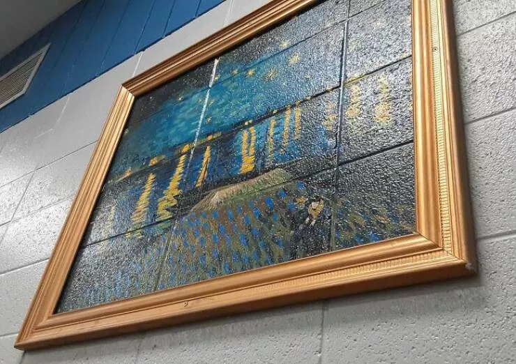 Captivating scenes from school and university life - #47 This Painting in My School Library Is Painted Directly on the Wall but Is Still Framed