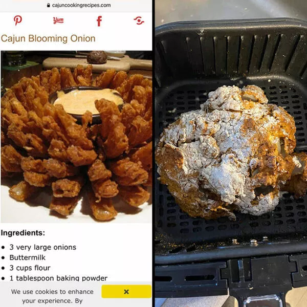 Les echecs hilarants des femmes captures en photos - #19 La tentative de blooming onion de ma femme