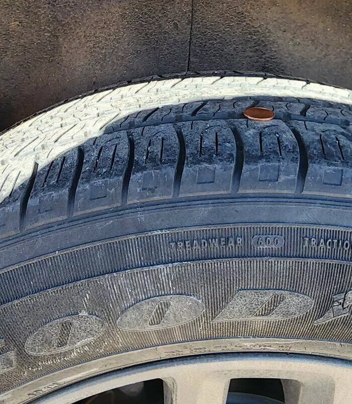 Laugh out loud wife fails hilarious moments captured - #6 After explaining the penny trick to check tire tread, I asked my wife to send me a picture, and she sent me this