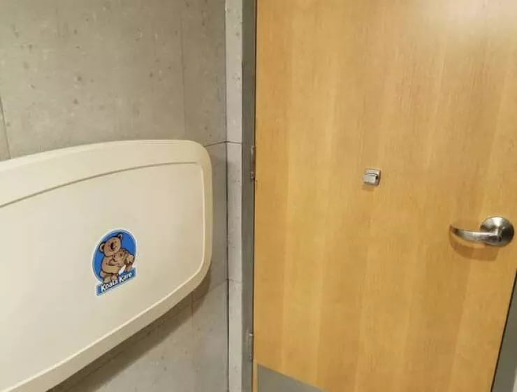 Design fails when creativity misses the mark - #8 A changing table placed right next to where the bathroom door can swing open