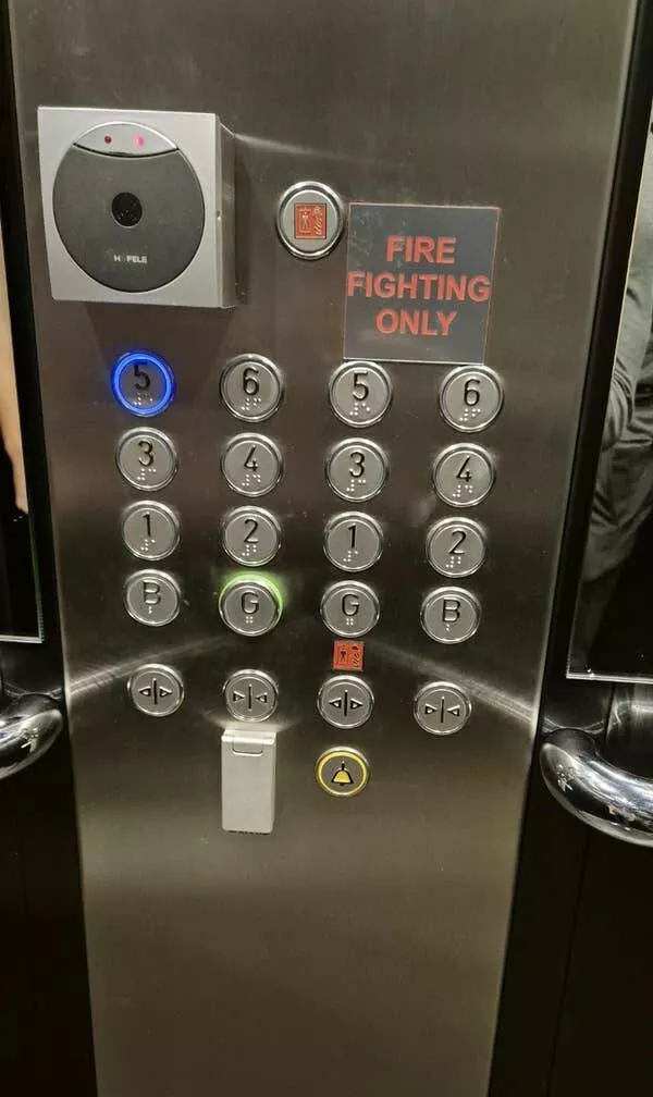 Design fails when creativity misses the mark - #9 Duplicate elevator buttons where one set is for emergencies only
