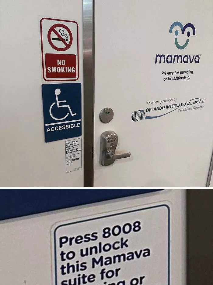 Airport anarchy wild photos that break all the rules - #19 Airport Breastfeeding Suite Uses 8008 As A Passcode
