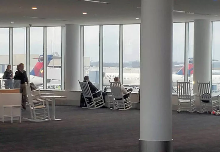Airport anarchy wild photos that break all the rules - #20 Charlotte Airport Has Rocking Chairs