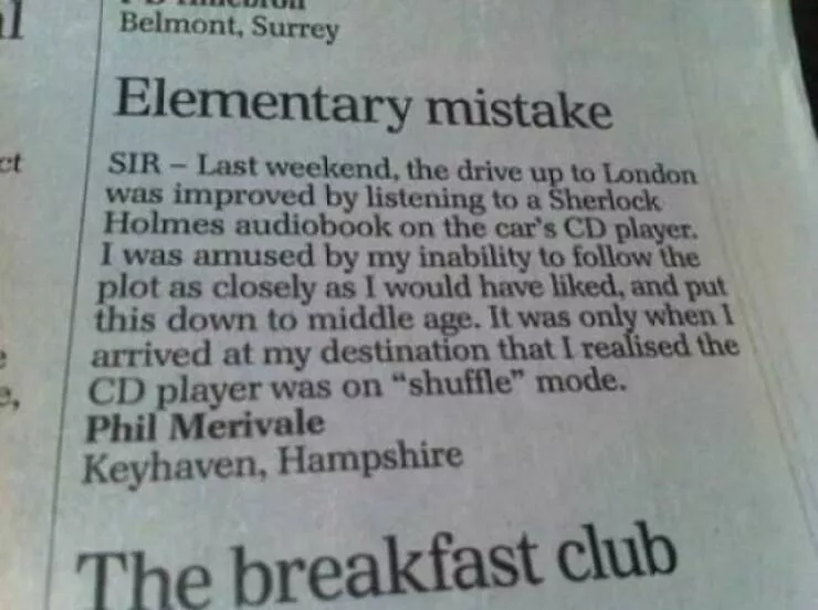 Oops adventures in unplanned outcomes - #1 Attempted to Listen to a Sherlock Holmes Mystery