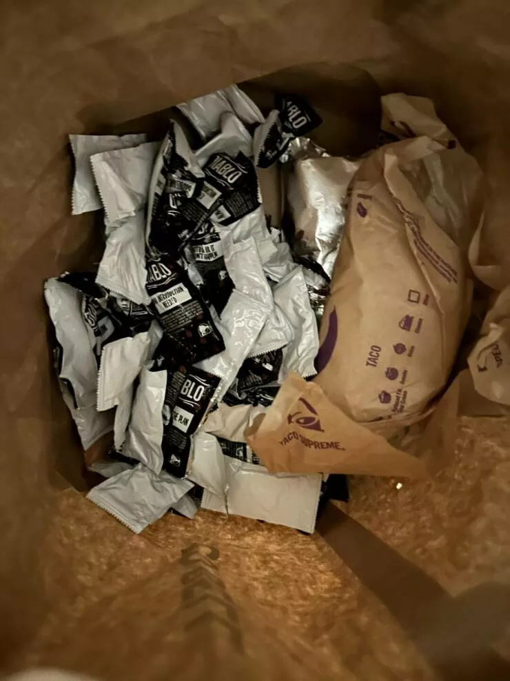 Intriguing photos that captivate your attention - #11 I got 58 Diablo Sauces with my Taco Bell order. Asked for 0