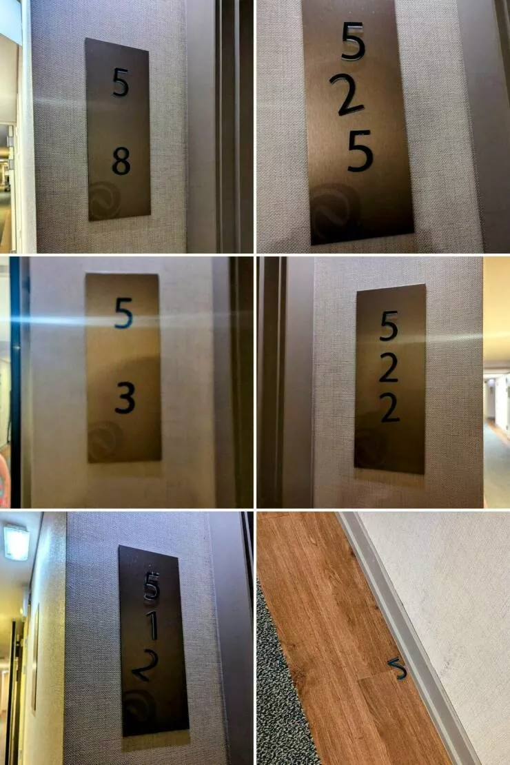 Photos curieusement fascinantes qui retiennent lattention - #21 Voici la reformulation en français :---Les chiffres 2 de notre numéro de chambre d'hôtel ne tiennent pas bien