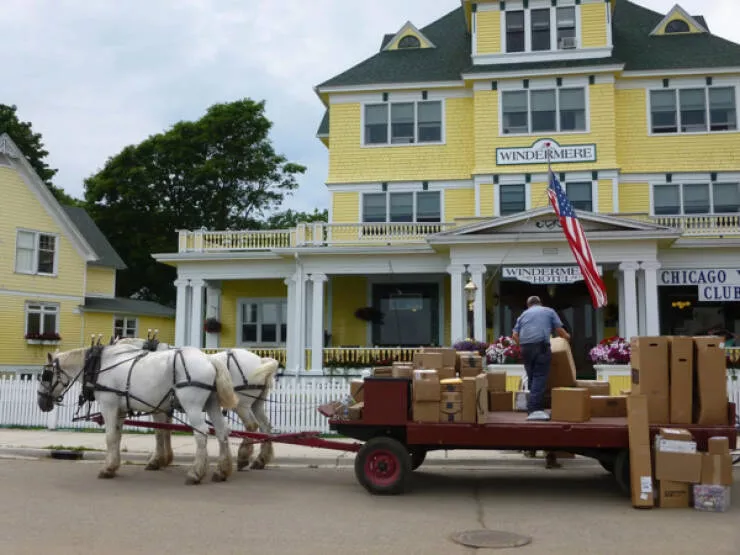 Unusual snapshots that will capture your imagination - #10 Amazon deliveries on Mackinac Island, MI—talk about a scenic route.