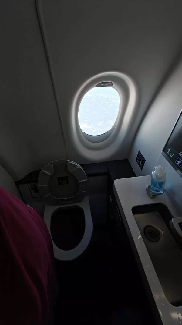 Instantanes insolites qui captiveront votre imagination - #11 Cet avion dispose d’une fenêtre juste à côté des toilettes.