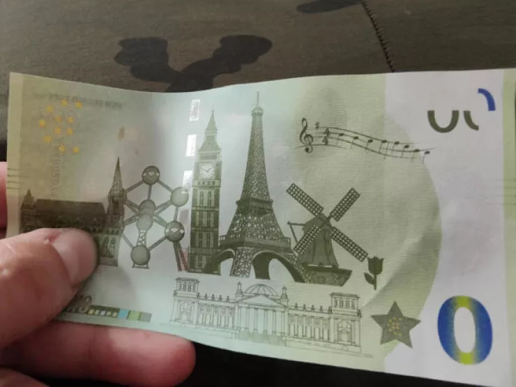 Unusual snapshots that will capture your imagination - #21 A 0 EURO banknote, a quirky piece of currency.