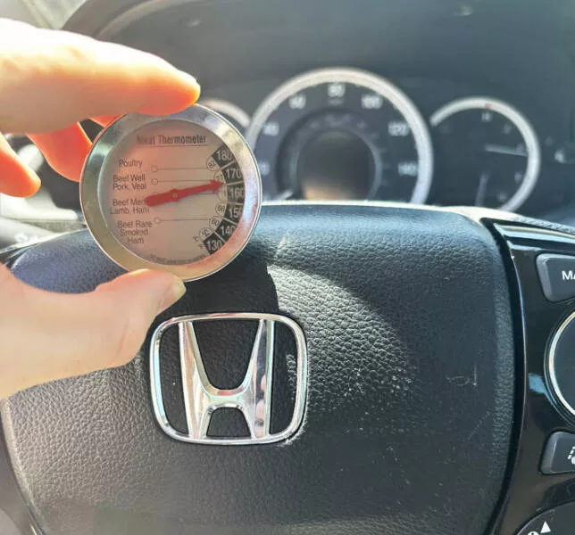 Capturing this summers extreme temperatures - #30 I burned myself on my seatbelt. Apparently, my car is 170 degrees on the dash right now.