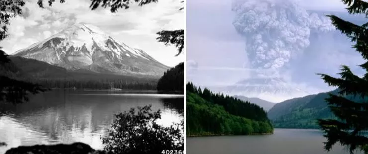 Etonnantes transformations de monuments historiques a travers le temps - #19 Le Mont St. Helens en 1933