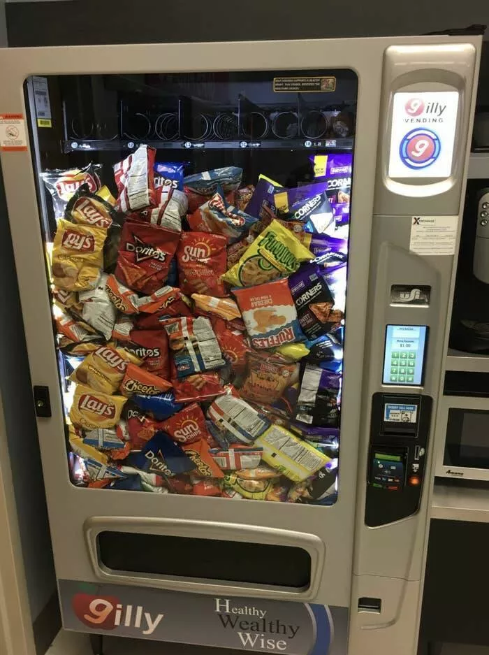Epic work fails that are both hilarious and cringe worthy - #1 The person who arranged the vending machine with cans facing away from customers