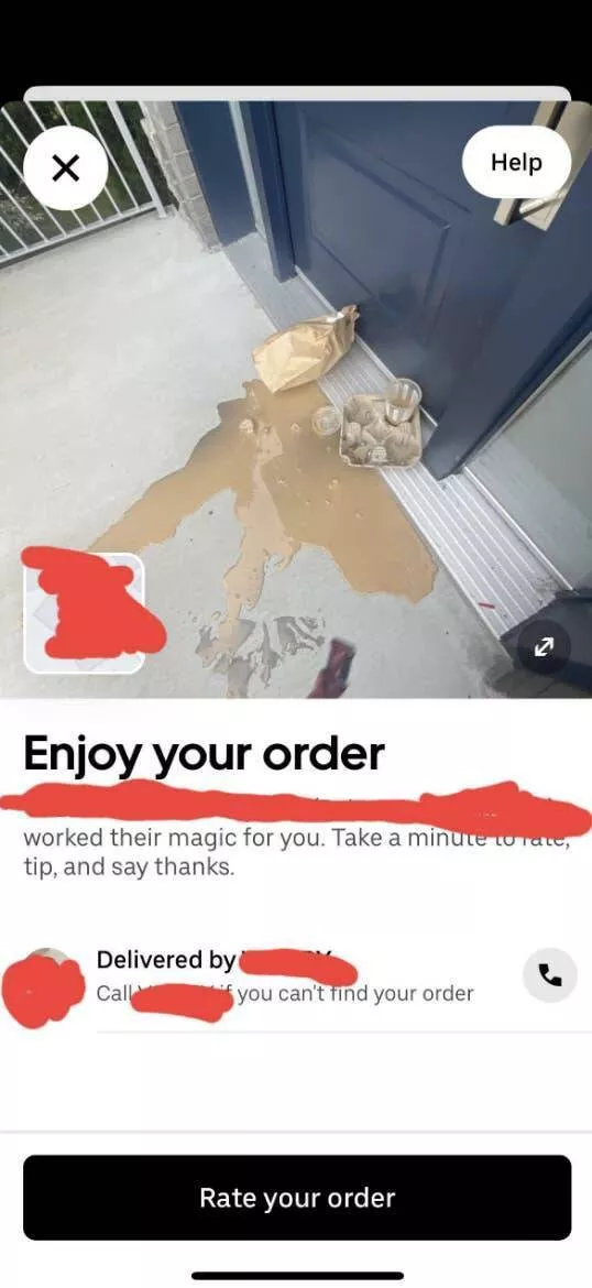 Epic work fails that are both hilarious and cringe worthy - #2 The Uber Eats driver responsible for delivering this order